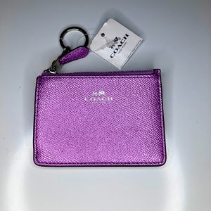 Coach, Mini Skinny ID card holder with key ring Metallic lilac